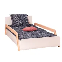 lit enfant avec barrières bois massif blanc et bois 90x190 cm