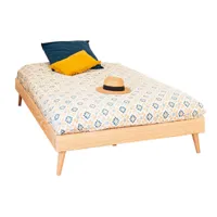 pack lit avec pieds et matelas bois massif 120x190 cm