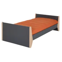pack lit enfant avec matelas bois massif gris et bois 90x190 cm