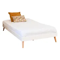 lit avec pieds bois massif blanc 120x190 cm