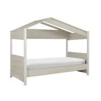 lit cabane en bois blanc, 90x200 cm