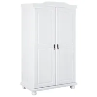 armoire  2 portes + penderie bois massif vernis blanc