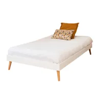 pack lit avec pieds et matelas bois massif blanc 120x190 cm