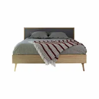 pack lit avec matelas bois massif gris et bois 160x200 cm