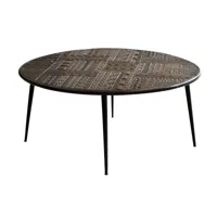 table basse en bois de manguier et pieds en métal