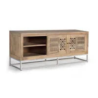 meuble tv en bois de manguier et pieds en métal naturelle