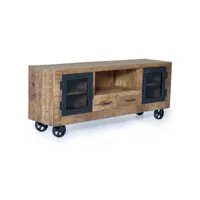 meuble tv en bois de manguier et métal naturel