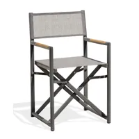 fauteuil de jardin en toile plastifiée et aluminium gris anthracite