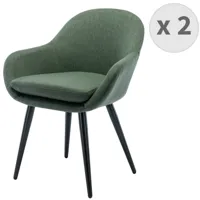 chaise scandinave tissu forest pieds métal noir (x2)