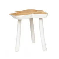 table d'appoint en bois de teak blanc naturel