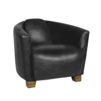 fauteuil en cuir de vache noir