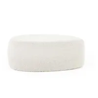 pouf ovale scandinave en tissu bouclé blanc