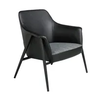 fauteuil en tissu et croûte de cuir noir
