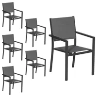 lot de 6 chaises rembourrées gris en aluminium anthracite