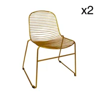 lot de 2 chaises empilables en métal doré
