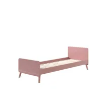 lit 90x200 en bois massif rose table de chevet rose 2 tiroirs