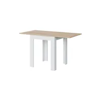 table à rallonge effet bois beige, blanc 84x67 cm