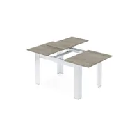 table à rallonge effet bois beige gris, blanc 141x90 cm