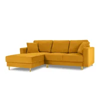 canapé d'angle 4 places en tissu structuré jaune