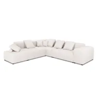 canapé d'angle 5 places en tissu structuré blanc