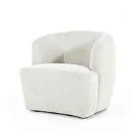 fauteuil rond avec accoudoirs en tissu blanc