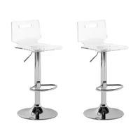 set de 2 chaises de bar transparentes blanches