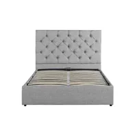 cadre de lit avec coffre et sommier à lattes - gris - 160 cm