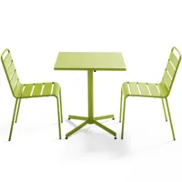 ensemble table de jardin carrée et 2 chaises métal vert