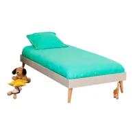 lit avec pieds bois massif gris clair 90x190 cm