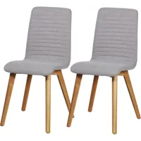 chaise assise tissu gris pieds bois - lot de 2