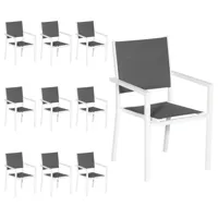 lot de 10 chaises rembourrées grisen aluminium blanc