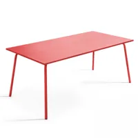 table de jardin rectangulaire en métal rouge