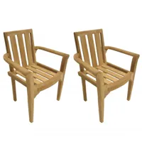 ensemble de 2 fauteuils de jardin empilables en teck