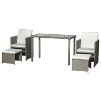 salon de jardin encastrable 2 fauteuils 2 tabourets table basse gris