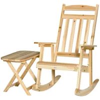 fauteuil de jardin à bascule avec table basse bois sapin pré-huilé