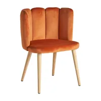chaise en velours orange 55x52x74 cm