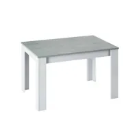 table à rallonge effet bois ciment, blanc 141x90 cm