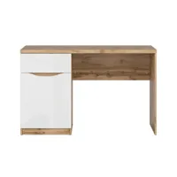 bureau 1 tiroir 1 porte stratifiés blanc et bois