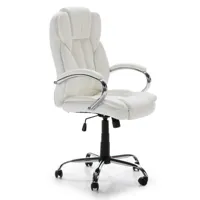 fauteuil de bureau à hauteur réglable et inclinable similicuir blanc