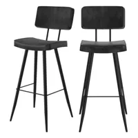 chaise de bar grise/noire en cuir synthétique 75.5 cm (lot de 2)