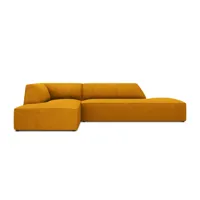 canapé d'angle gauche 4 places en tissu velours côtelé jaune