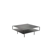 table basse double plateau carrée métal