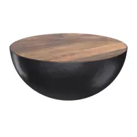 table basse ronde en bois massif et métal d90 cm