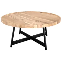 table basse ronde en bois d'acacia et métal d90 cm