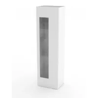 armoire une porte effet bois blanc brillant 45x34h162 cm
