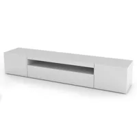 meuble tv effet bois blanc brillant 173x40 cm