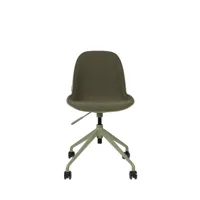 chaise de bureau en tissu bouclette pivotante à roulettes vert