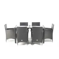 ensemble table et chaises d'extérieur 6 places noir rotin synthétique