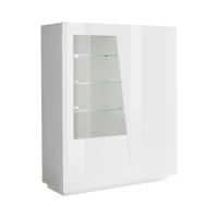 vitrine effet bois blanc brillant 159x43 cm