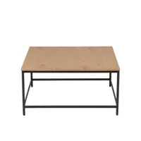 table basse carrée bois et métal 80 cm